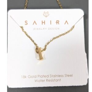 Sahira‎ 18k Gold Plated Stainless Steel Initial I Letter Necklace 18" NWT